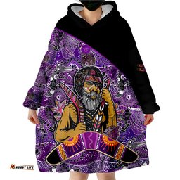custom personalised australian boomerang indigenous australia purple graceful wearable blanket hoodie