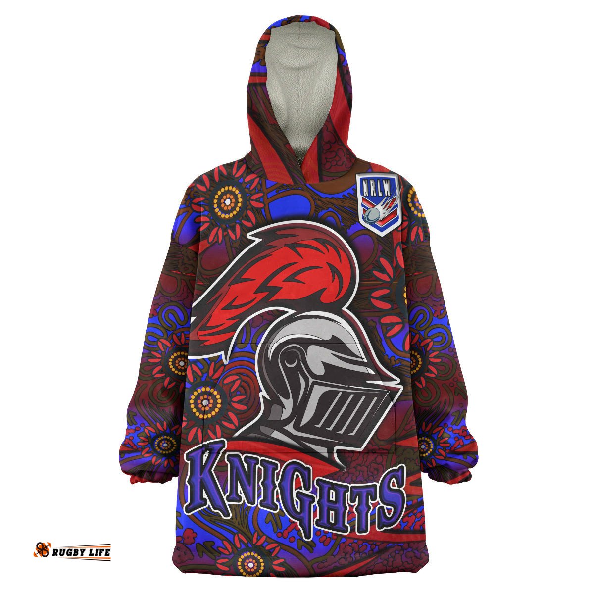 nrlw knights rugby snug hoodie custom knights womens rugby league aboriginal style player and number woman oodie blanket