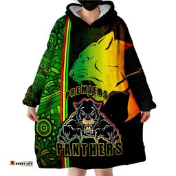 penrith panthers premiers angry panther indigenous aboriginal style wearable blanket hoodie