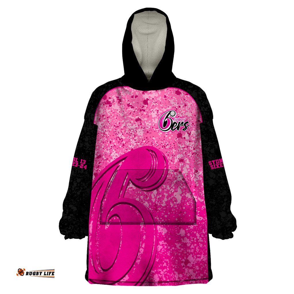 sydney sixers custom wearable blanket hoodie bbl cricket team 2024