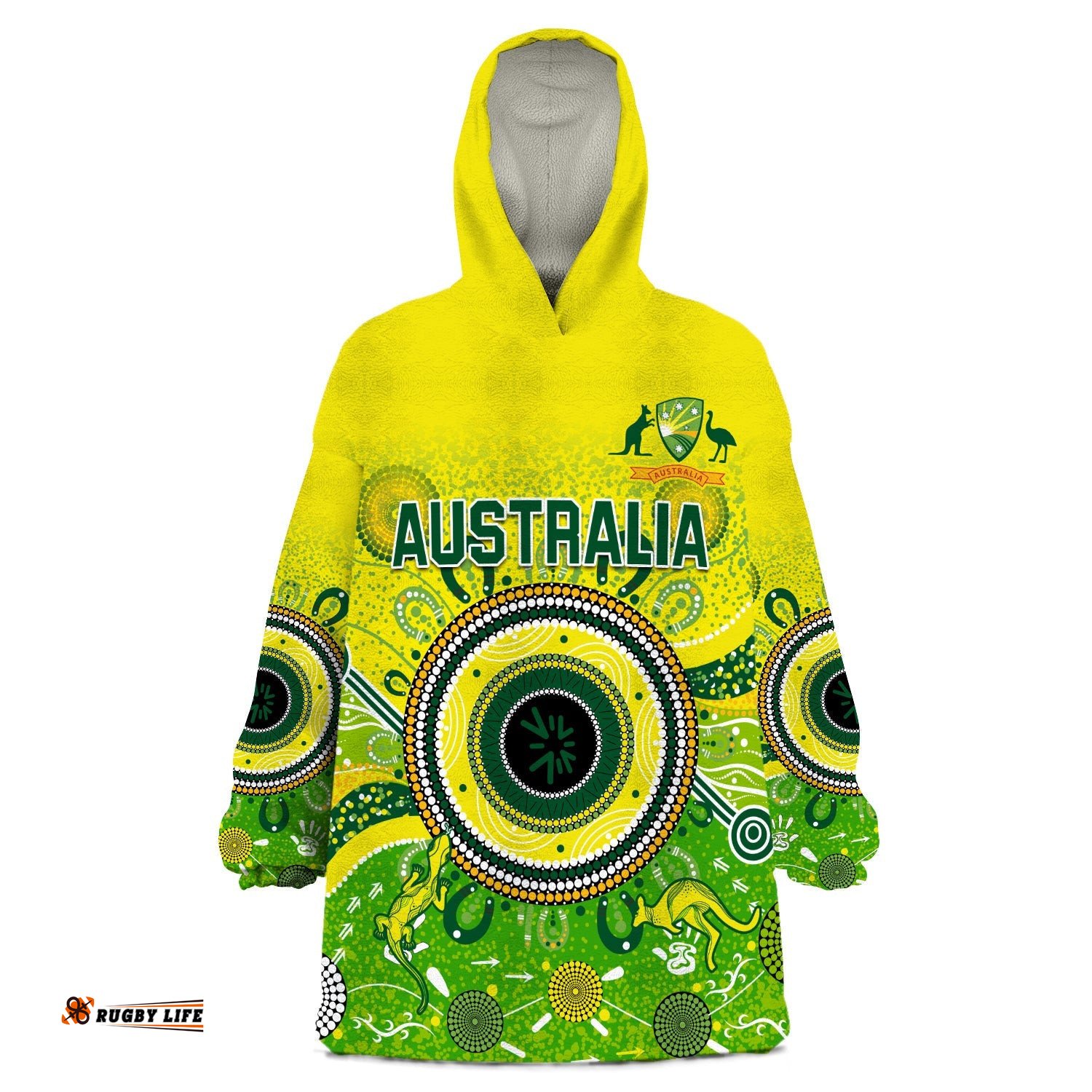 custom text and number australia cricket wearable blanket hoodie aboriginal national color champion