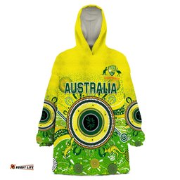 custom text and number australia cricket wearable blanket hoodie aboriginal national color champion