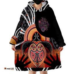 aboriginal in my heart hand with turtle wearable blanket hoodie