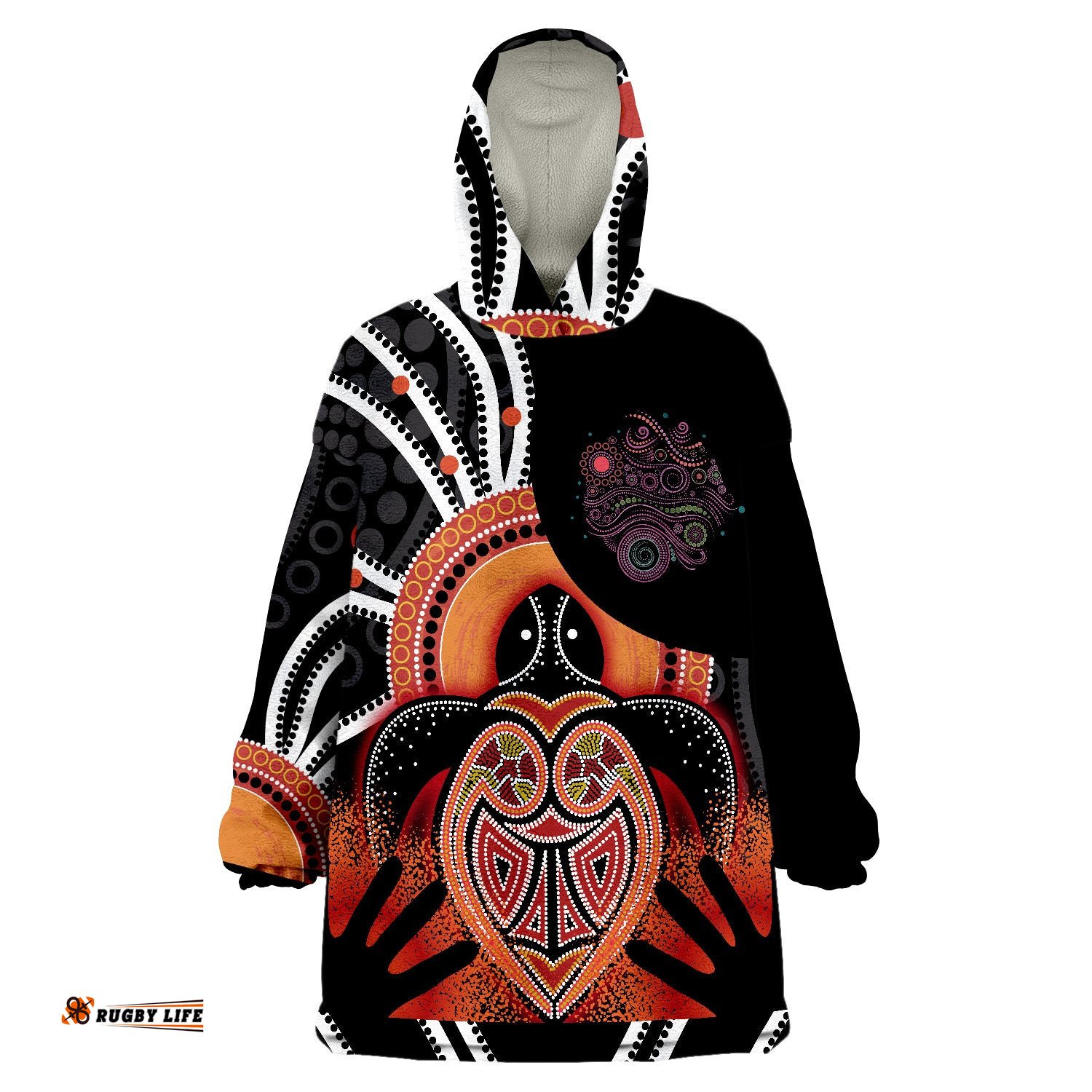 aboriginal in my heart hand with turtle wearable blanket hoodie