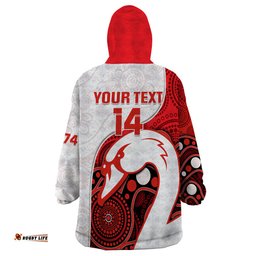 custom text and number swans football wearable blanket hoodie go swannies indigenous art
