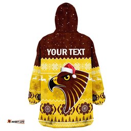 custom personalised hawthorn football wearable blanket hoodie hawks indigenous merry christmas