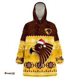 custom personalised hawthorn football wearable blanket hoodie hawks indigenous merry christmas