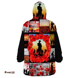 anzac day lest we forget banner wearable blanket hoodie