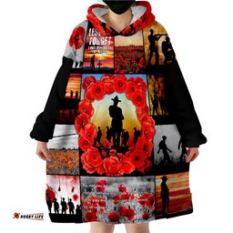 anzac day lest we forget banner wearable blanket hoodie