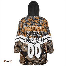Wests Tigers Snug Hoodie - Tropical Patterns And Dot Painting Eat Sleep Rugby Repeat