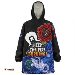 Australia Snug Hoodie Naidoc Week 2024 Indigenous Keep The Fire Burning Aboriginal Dot Art Painting