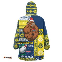 cowboys rugby snug hoodie custom christmas snowflakes cowboys mascot wearable blanket hoodie