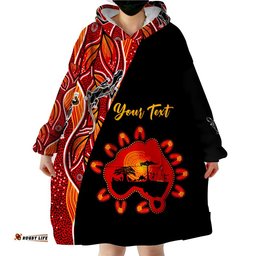 custom personalised australia map aussie kangaroo aboriginal wearable blanket hoodie