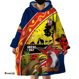 roosters anzac day wearable blanket hoodie rosemary starring night style
