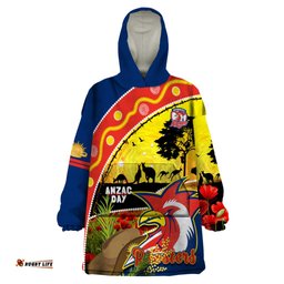 roosters anzac day wearable blanket hoodie rosemary starring night style