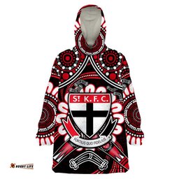 st kilda saints wearable blanket hoodie boomerang indigenous dots