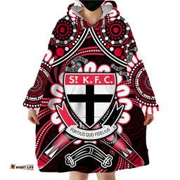 st kilda saints wearable blanket hoodie boomerang indigenous dots