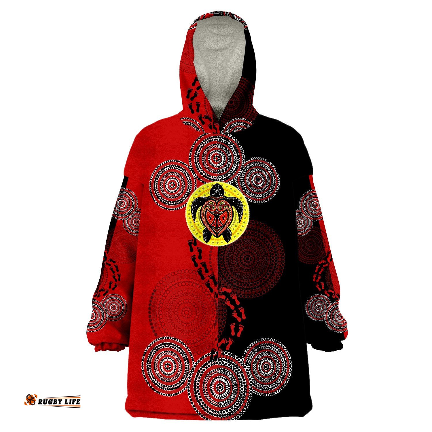 aboriginal dot painting turtle aboriginal flag style wearable blanket hoodie