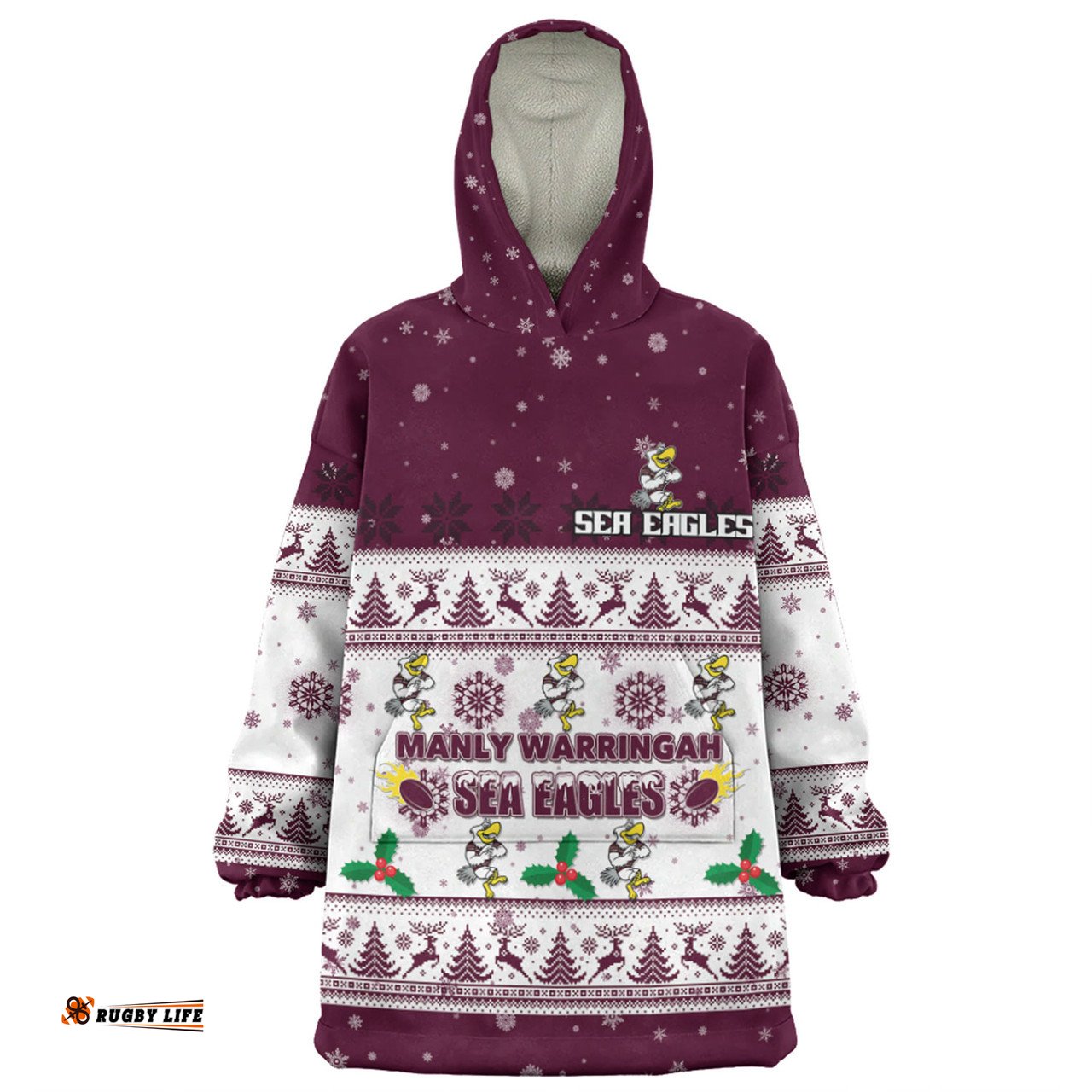 Manly Warringah Sea Eagles Christmas Custom Snug Hoodie - Special Ugly Christmas Snug Hoodie