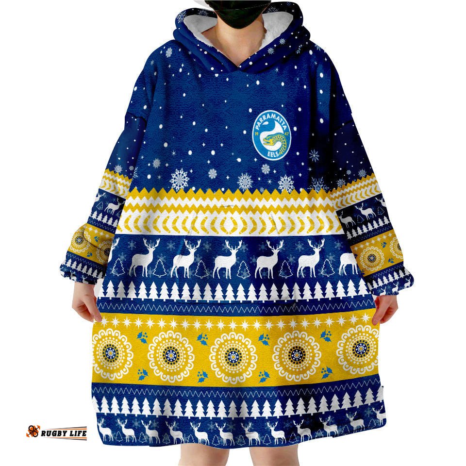 eels rugby wearable blanket hoodie christmas parramatta blue