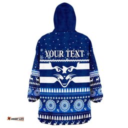 custom personalised cats christmas indigenous geelong football wearable blanket hoodie