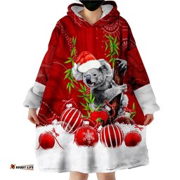 australia koala aboriginal merry christmas wearable blanket hoodie