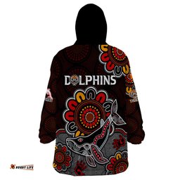 nrl wests tigers combine dolphins rugby wearable blanket hoodie aboriginal vibe