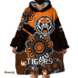 nrl wests tigers combine dolphins rugby wearable blanket hoodie aboriginal vibe