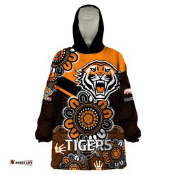 nrl wests tigers combine dolphins rugby wearable blanket hoodie aboriginal vibe