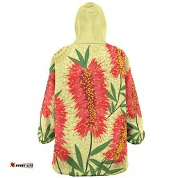 Australia Flowers Aboriginal Snug Hoodie - Aboriginal Painting Red Bottle Brush Tree Snug Hoodie