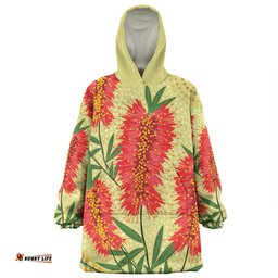 Australia Flowers Aboriginal Snug Hoodie - Aboriginal Painting Red Bottle Brush Tree Snug Hoodie