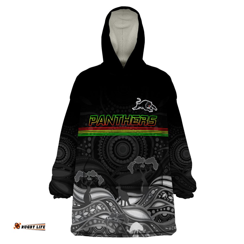 custom panthers rugby wearable blanket hoodie the starry night indigenous