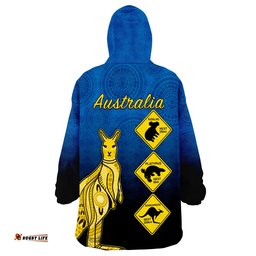 custom personalised australia kangaroo road signs aussie aboriginal wearable blanket hoodie