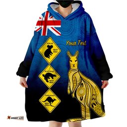 custom personalised australia kangaroo road signs aussie aboriginal wearable blanket hoodie