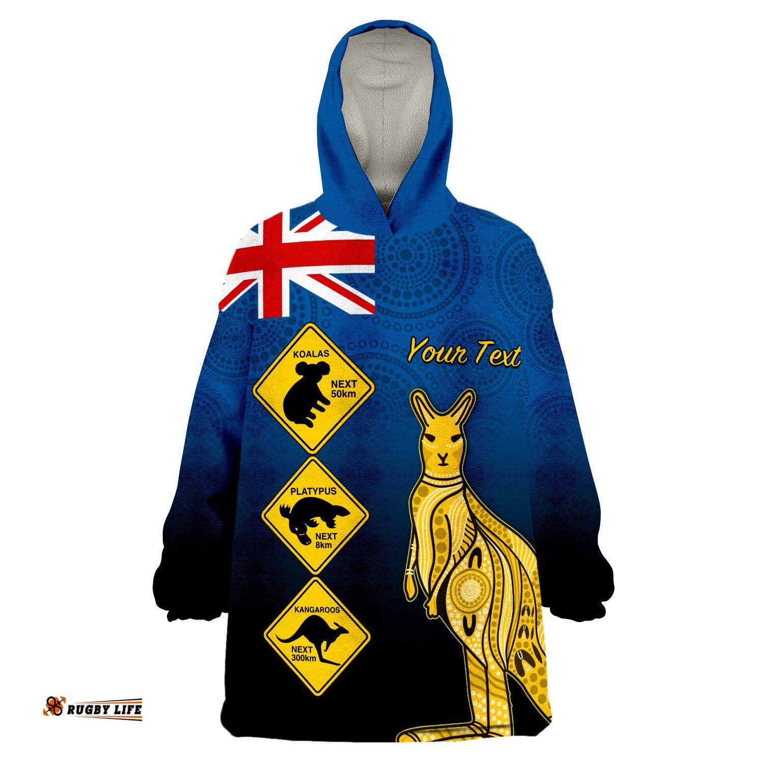 custom personalised australia kangaroo road signs aussie aboriginal wearable blanket hoodie