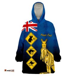 custom personalised australia kangaroo road signs aussie aboriginal wearable blanket hoodie
