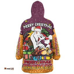 Brisbane Broncos Christmas Custom Snug Hoodie - Merry Christmas Our Beloved Team With Aboriginal Dot Art Pattern Snug Hoodie