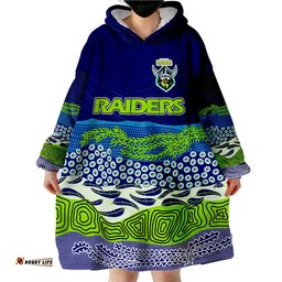 custom text and number canberra the green machine raiders boomerang indigenous wearable blanket hoodie