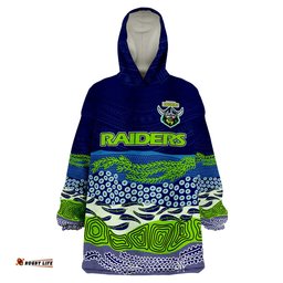 custom text and number canberra the green machine raiders boomerang indigenous wearable blanket hoodie