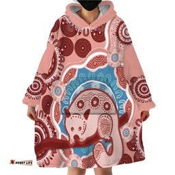 blush pink australia possum wearable blanket hoodie indigenous art
