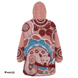 blush pink australia possum wearable blanket hoodie indigenous art