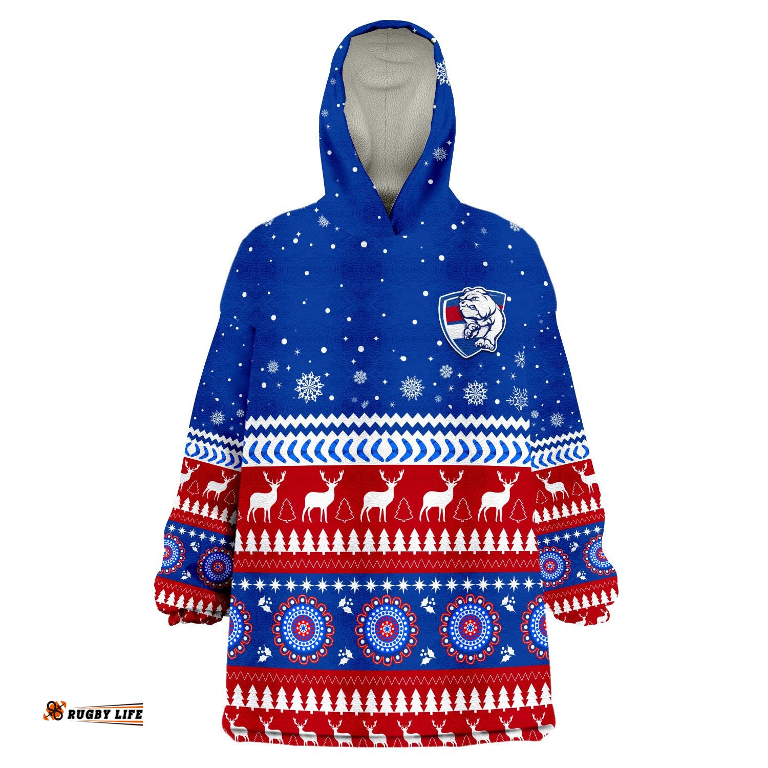 custom personalised bulldogs football christmas western bulldogs wearable blanket hoodie