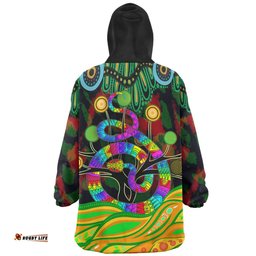 Australia Snug Hoodie - Australia Rainbow Snake And Tree Aboriginal Style