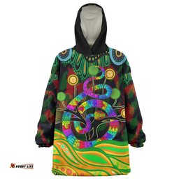 Australia Snug Hoodie - Australia Rainbow Snake And Tree Aboriginal Style