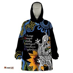 australia autism awareness wearable blanket hoodie brave strong aussie lizard aboriginal art
