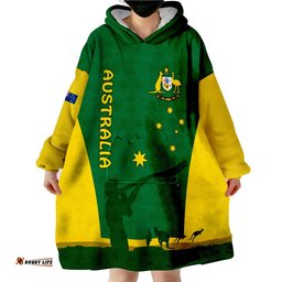 custom personalised australia national colours green and gold wearable blanket hoodie