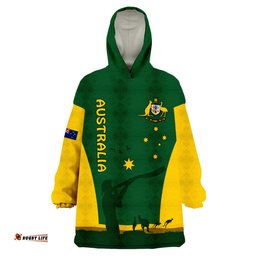 custom personalised australia national colours green and gold wearable blanket hoodie