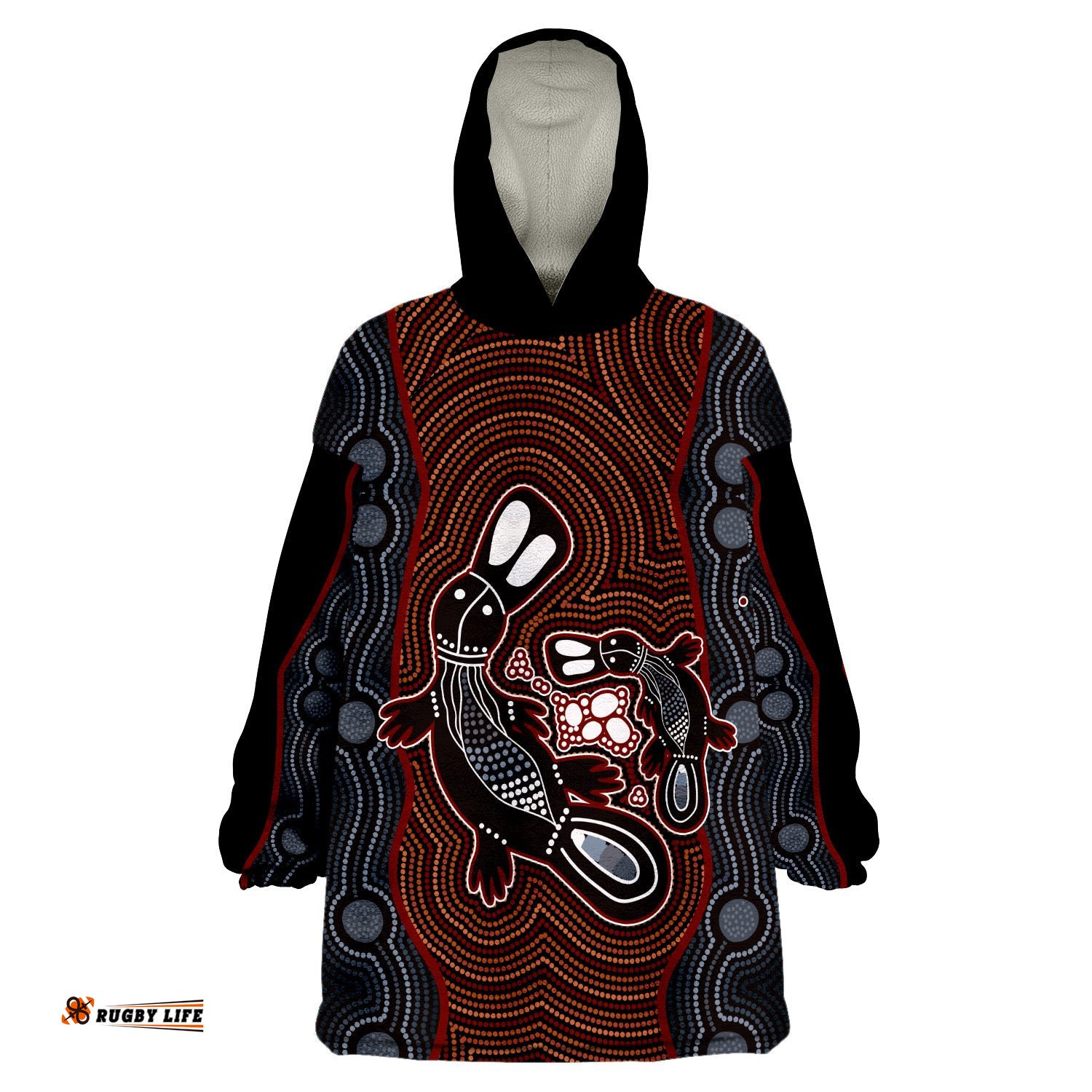 custom personalised aboriginal dot platypus victory wearable blanket hoodie
