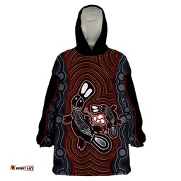 custom personalised aboriginal dot platypus victory wearable blanket hoodie