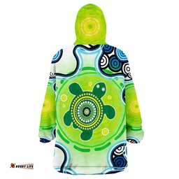 aboriginal ndigenous green turtle wearable blanket hoodie